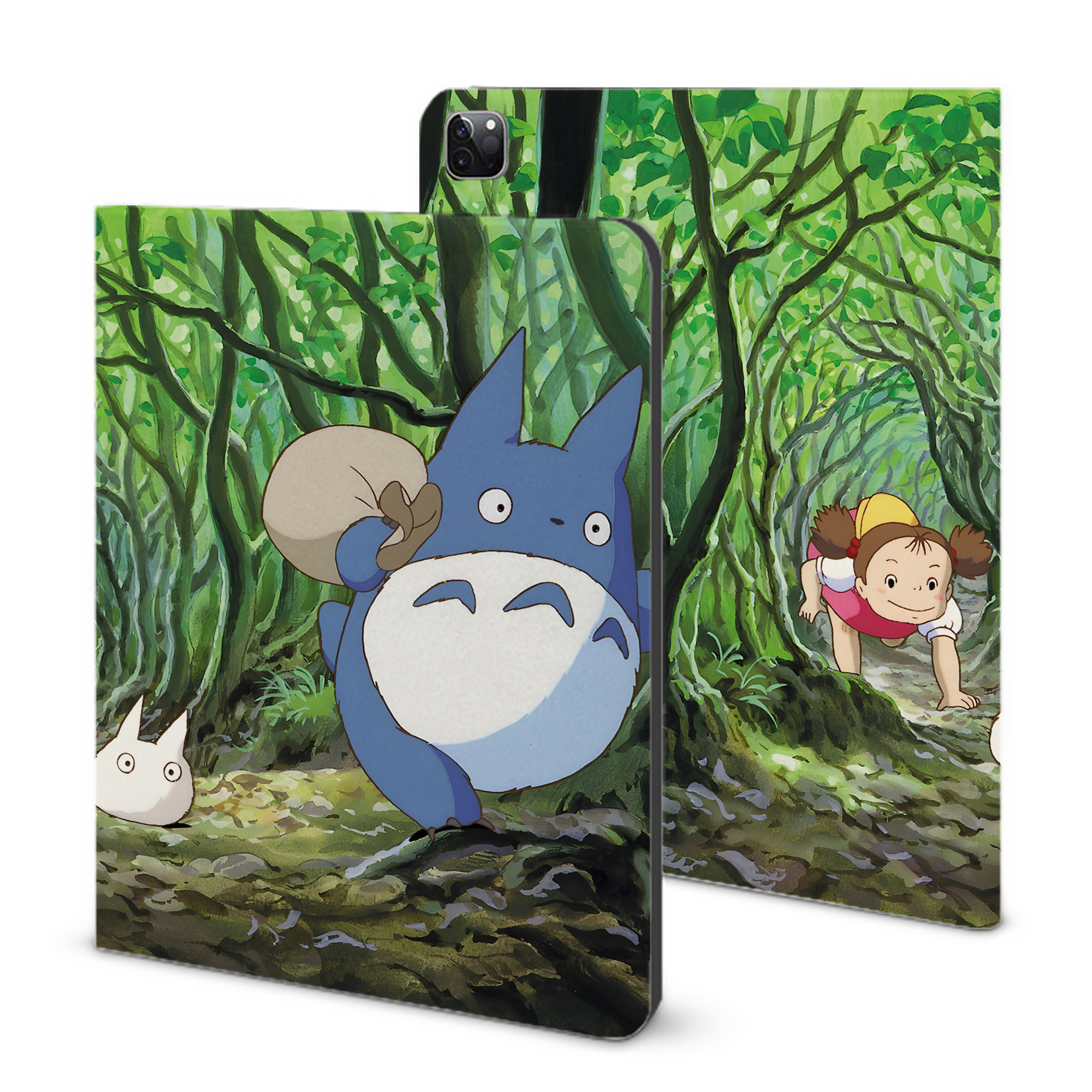 （画像用） となりのトトロ 草壁メイ 草壁サツキ My Neighbor Totoro Satsuki Kusakabe Mei Kusakabe IPad ケース ブック型 PUレザー TPU 耐衝撃 軽量 薄型 ペン収納なし 全面保護 IPad 各モデル対応
